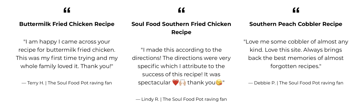 The Soul Food Pot Recipe Testimonials