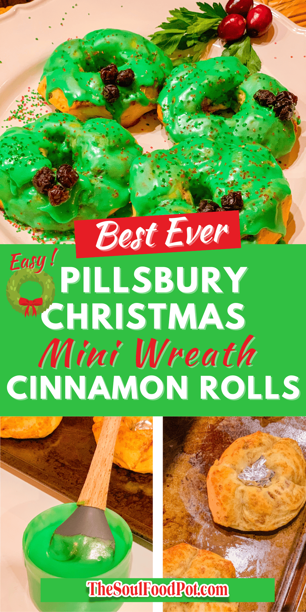 Mini Pillsbury Cinnamon Roll Christmas Wreath