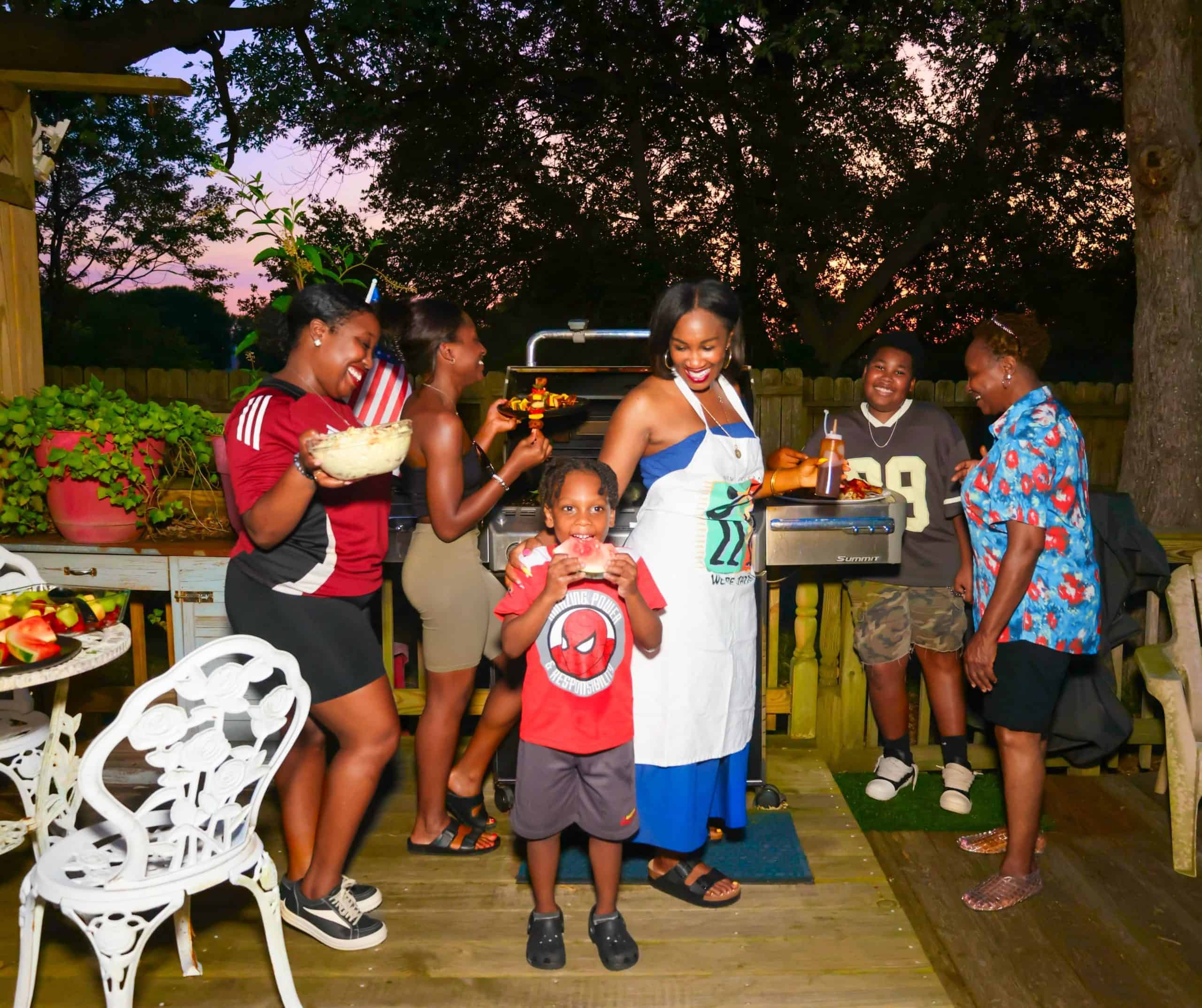 Family backyard cookout