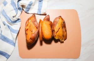 Cook the sweet potatoes until tender