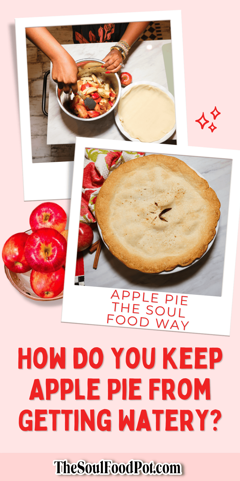 How do you keep apple pie from getting watery? The Soul Food Pot® method thickens and cooks the apple filling before adding it to the pie crust.