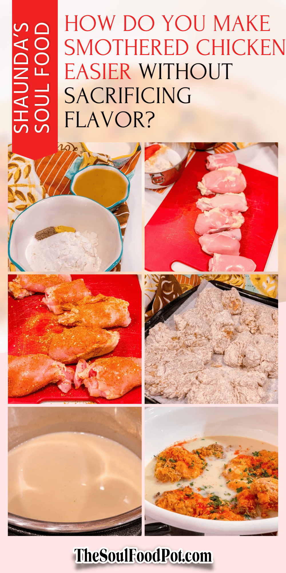 How do you make smothered chicken easier without sacrificing flavor? The Soul Food Pot® method uses seasoned battered chicken and quick homemade gravy.