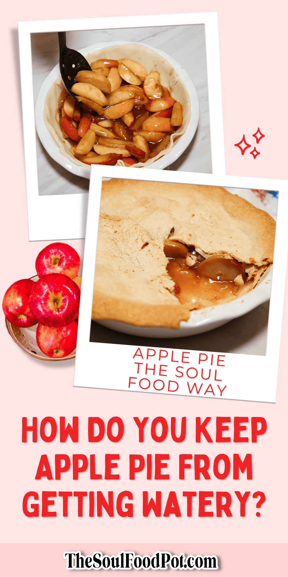 How do you keep apple pie from getting watery? The Soul Food Pot® method thickens and cooks the apple filling before adding it to the pie crust.