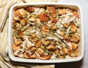 Unbaked Black folks chicken and dressing