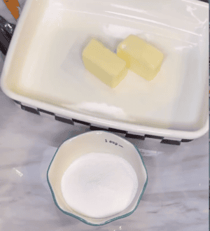 Butter in baking dish